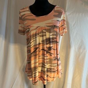 LONGYUAN Women Short Sleeve Tops Summer Casual Tee Elastic Blouse Size M
